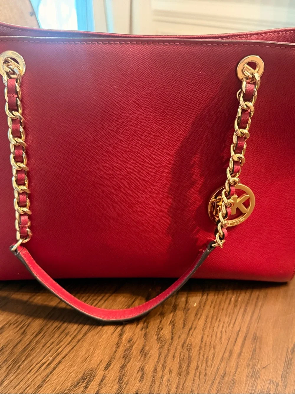 Michael Kors Cherry Susannah Large Saffiano Tote Shoulder Purse